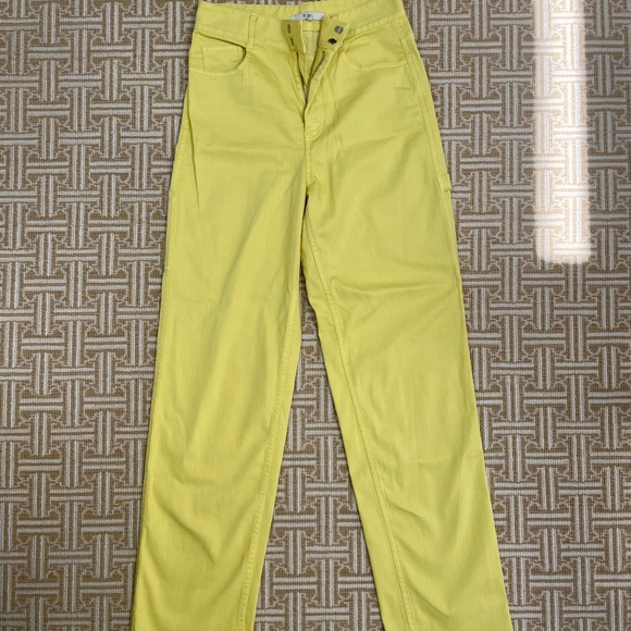 Tibi Carpenter Pants in Citrus Yellow - Picture 2 of 5